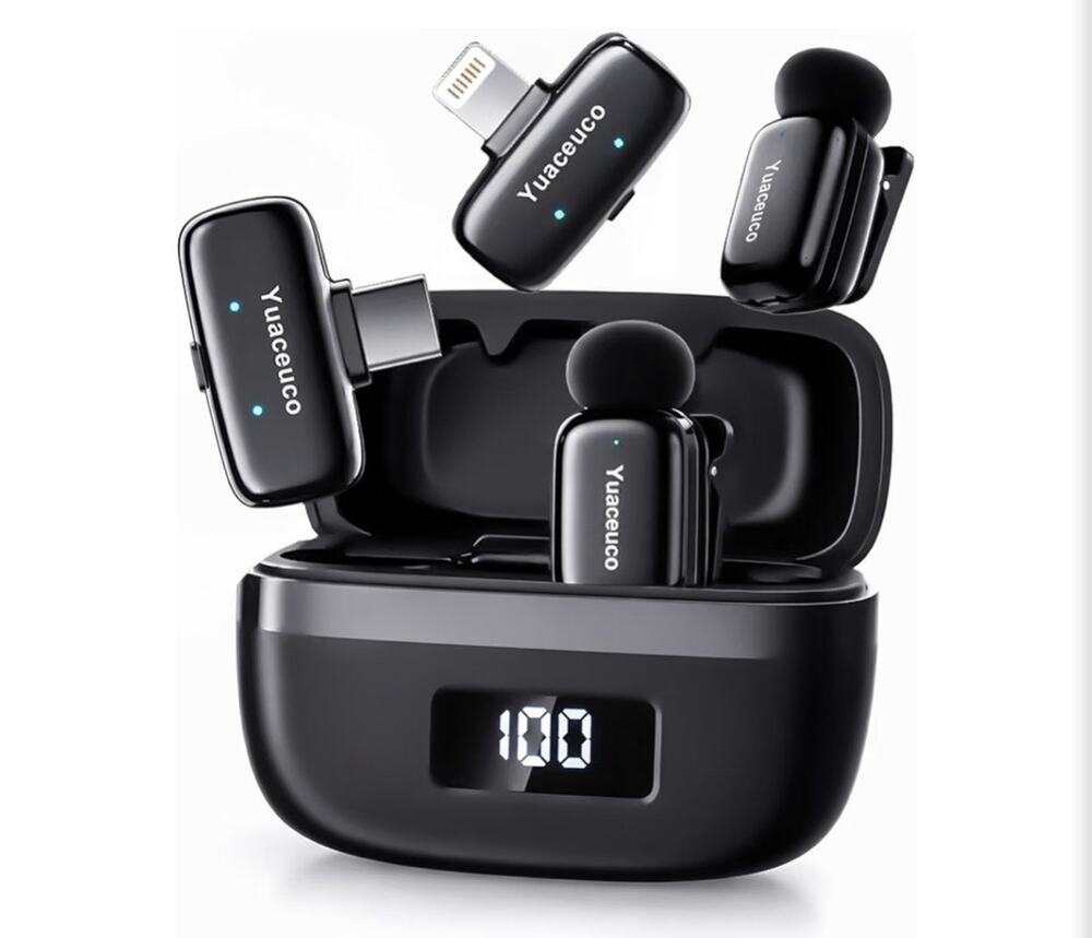 Mini Wireless Lavalier Microphone 3-Level Noise Cancelling Charging Case